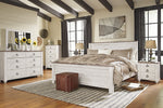 Willowton Whitewash Wood Cal King Panel Bed