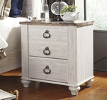 Willowton Whitewash Wood 2-Drawer Nightstand