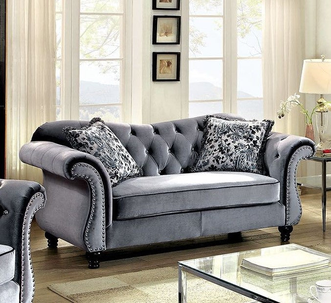 Jolanda Gray Flannelette Glam Loveseat