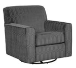 Zarina Graphite Fabric Swivel Accent Chair