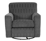 Zarina Graphite Fabric Swivel Accent Chair