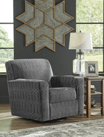 Zarina Graphite Fabric Swivel Accent Chair