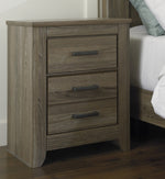 Zelen Warm Gray Wood 2-Drawer Nightstand