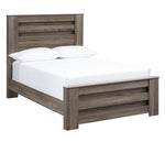 Zelen Warm Gray Wood Full Panel Bed