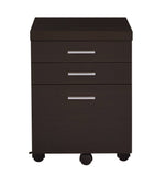 Skylar Cappuccino Wood 3-Drawer Mobile File Cabinet