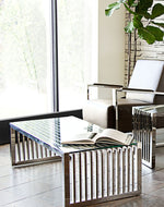 Soho Glass/Stainless Steel Rectangular Cocktail Table