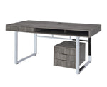 Stella Weathered Grey Writing Desk with Chromed Steel Frame