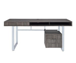 Stella Weathered Grey Writing Desk with Chromed Steel Frame