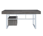 Stella Weathered Grey Writing Desk with Chromed Steel Frame