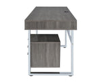 Stella Weathered Grey Writing Desk with Chromed Steel Frame