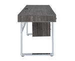 Stella Weathered Grey Writing Desk with Chromed Steel Frame