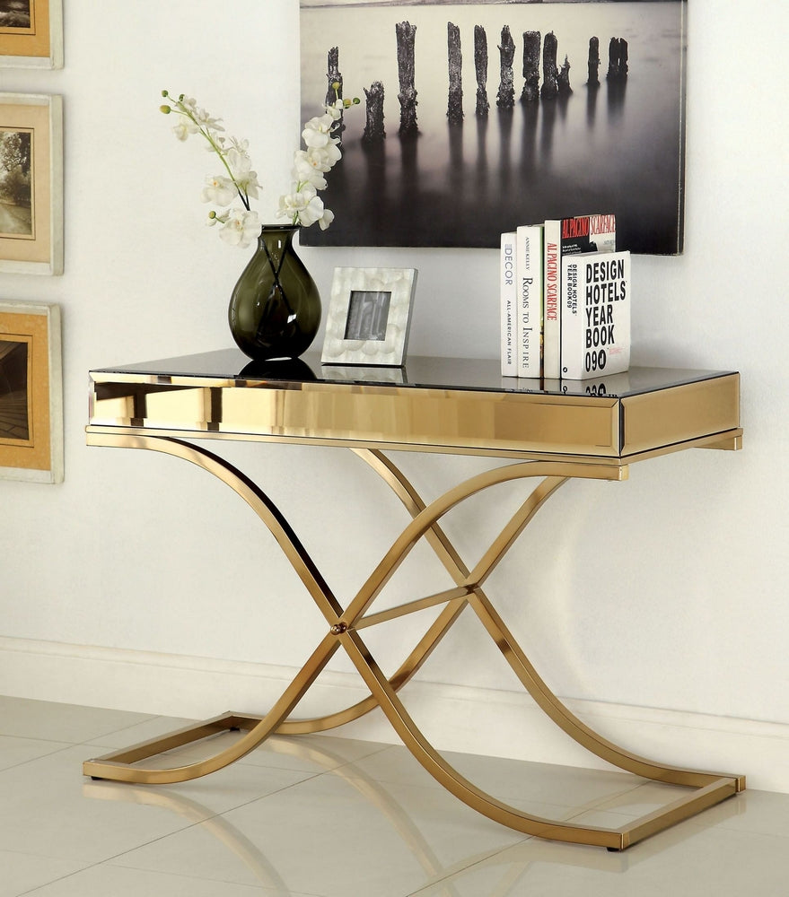 Sundance Brass Metal/Mirror Sofa Table Brass