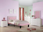 Susanna Pink Faux Leather Full Bed with Accent Tufting