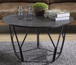 Sytira Espresso Wood/Black Metal Round Coffee Table