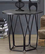 Sytira Espresso Wood/Black Metal Round End Table