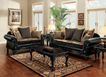 Theodora Black/Tan Leatherette Loveseat