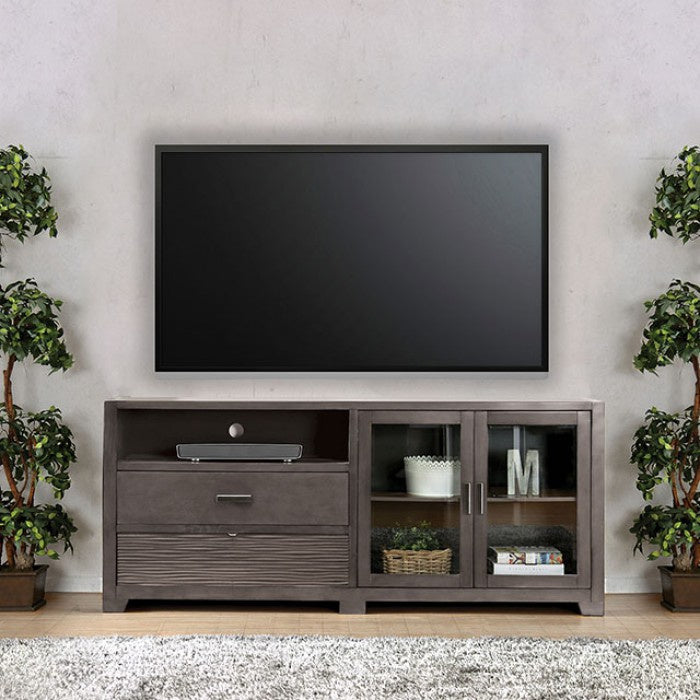 Tienen Gray Solid Wood Glass TV Stand