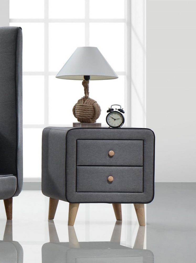 Valda Light Gray Fabric Nightstand