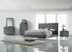 Valda Light Gray Fabric/Wood King Bed