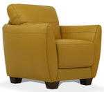 Valeria Mustard Leather Chair with Flared Arms