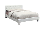 Velen White Leatherette Padded Queen Bed