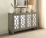 Velika Weathered Gray Wood Console Table with 4 Doors