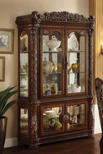 Vendome Cherry Wood Curio Cabinet with Touch Light & Back Mirror