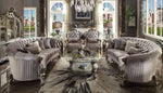 Versailles Antique Platinum Velvet Chair with Scrolled Crown