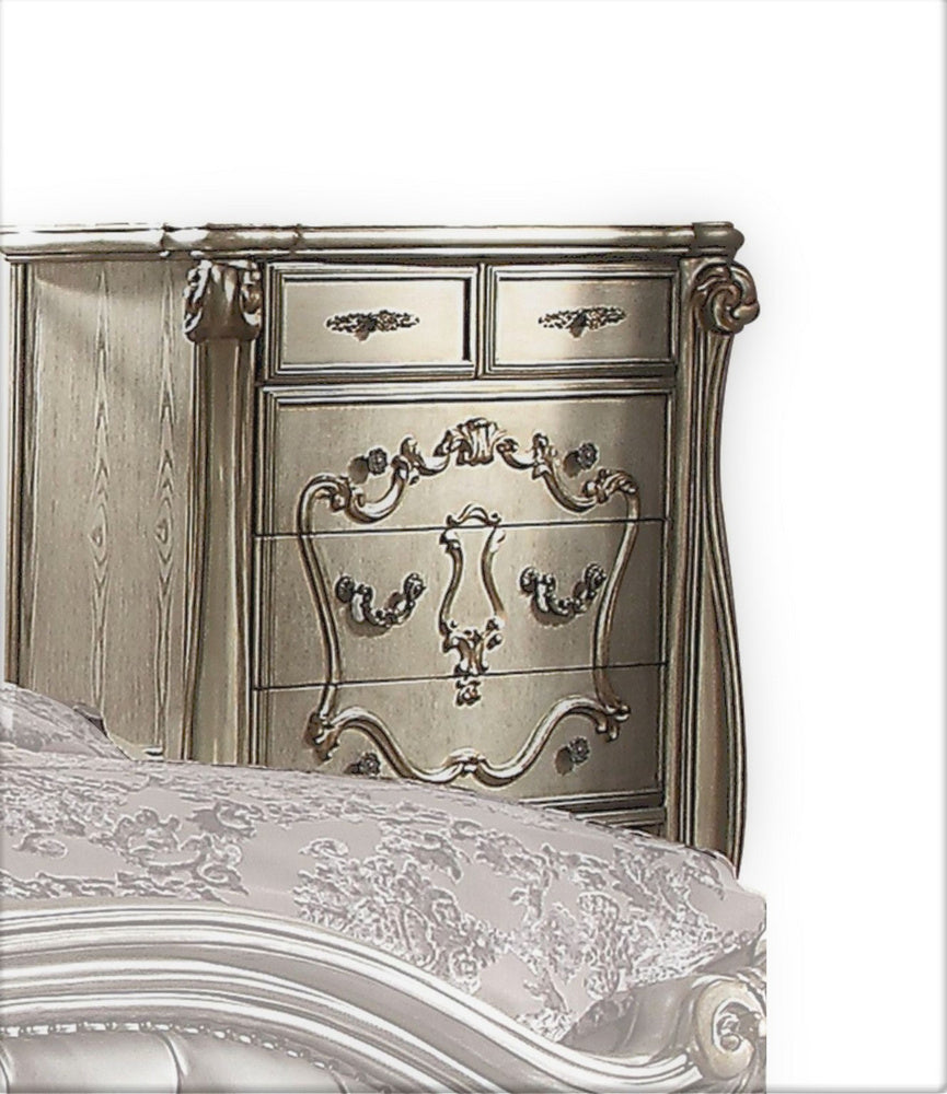 Versailles Antique Platinum Wood Chest with Poly Resin Decor