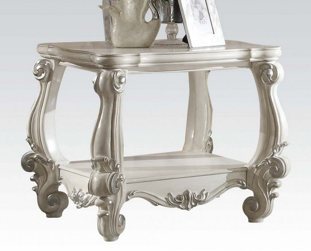 Versailles Bone White Wood Square End Table