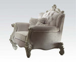 Versailles Ivory Velvet/Bone White Wood Chair with 2 Pillows