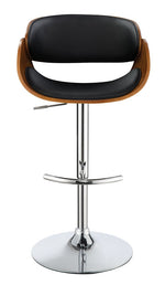 Vilma Black Leatherette/Walnut Wood Adjustable Bar Stool