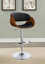 Vilma Black Leatherette/Walnut Wood Adjustable Bar Stool