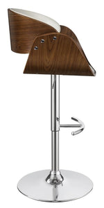 Vilma Ecru Leatherette/Walnut Wood Adjustable Bar Stool