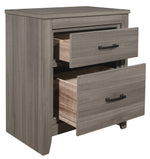 Waldorf Gray Wood 2-Drawer Nightstand