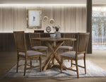 Wallace II 2 Tan Linen/Weathered Oak Wood Side Chairs