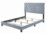 Warner Slate Blue Velvet Upholstered King Bed