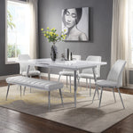 Weizor White PU Leather/Chrome Metal Dining Bench