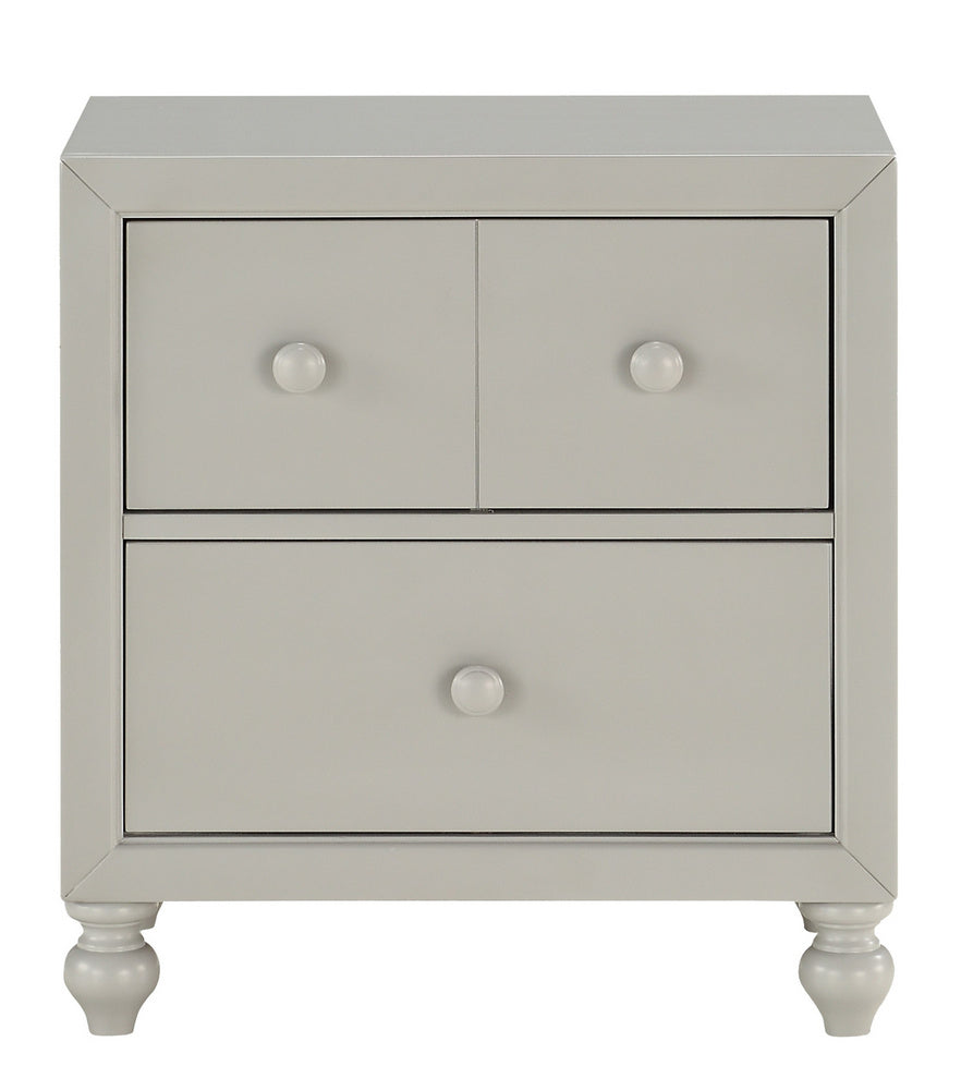 Wellsummer Gray Wood 2-Drawer Nightstand