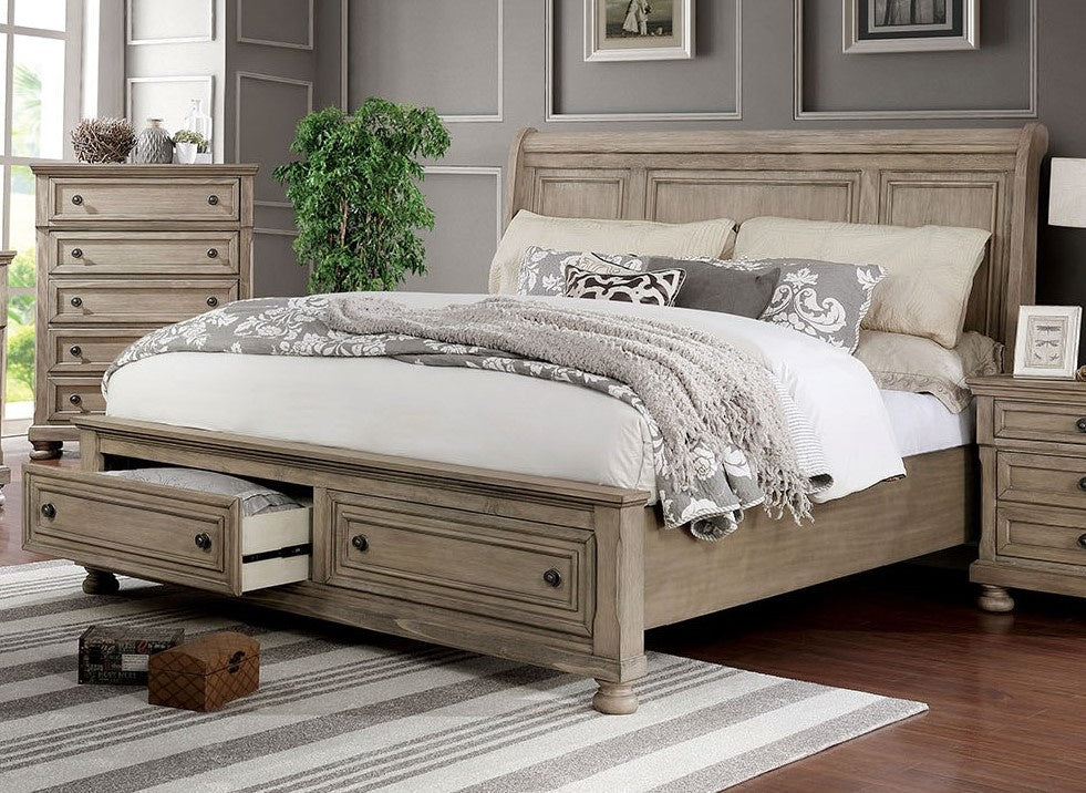 Willa Gray Wood King Bed with Storage