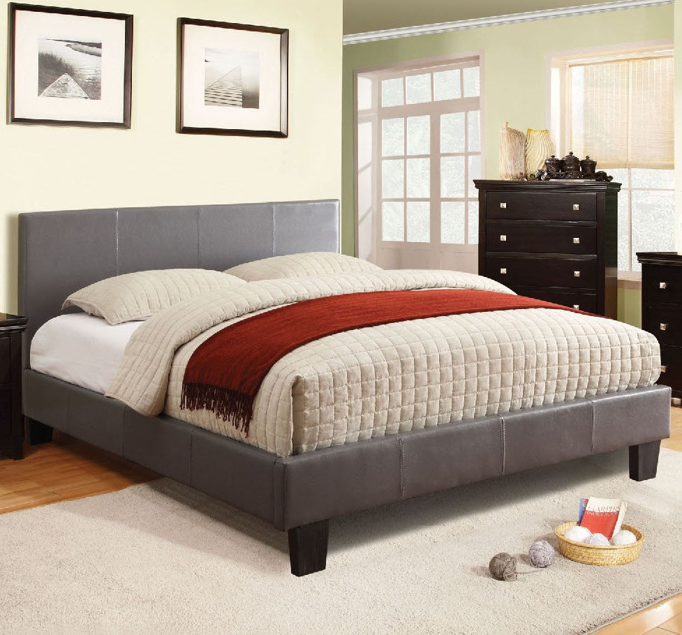 Winn Park Gray Leatherette Queen Bed