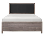 Woodrow Gray Wood Full Bed with Bi-Cast Vinyl Headboard