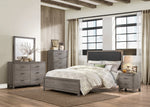 Woodrow Gray Wood Full Bed with Bi-Cast Vinyl Headboard