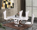 Yasmeen 2 White Faux Leather/Silver Metal Side Chairs