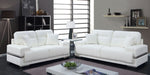 Zibak White Leatherette 2-Seat Sofa (Oversized)