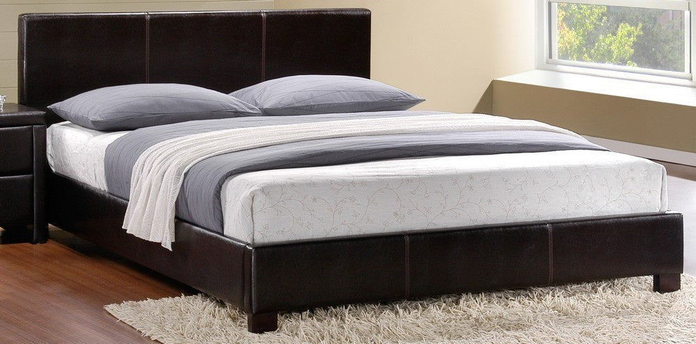 Zoey Dark Brown Leather Cal King Platform Bed