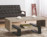 Zorah Grey Driftwood Coffee Table with Black Metal Legs