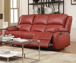 Zuriel 3-Pc Red PU Leather Manual Recliner Sofa Set