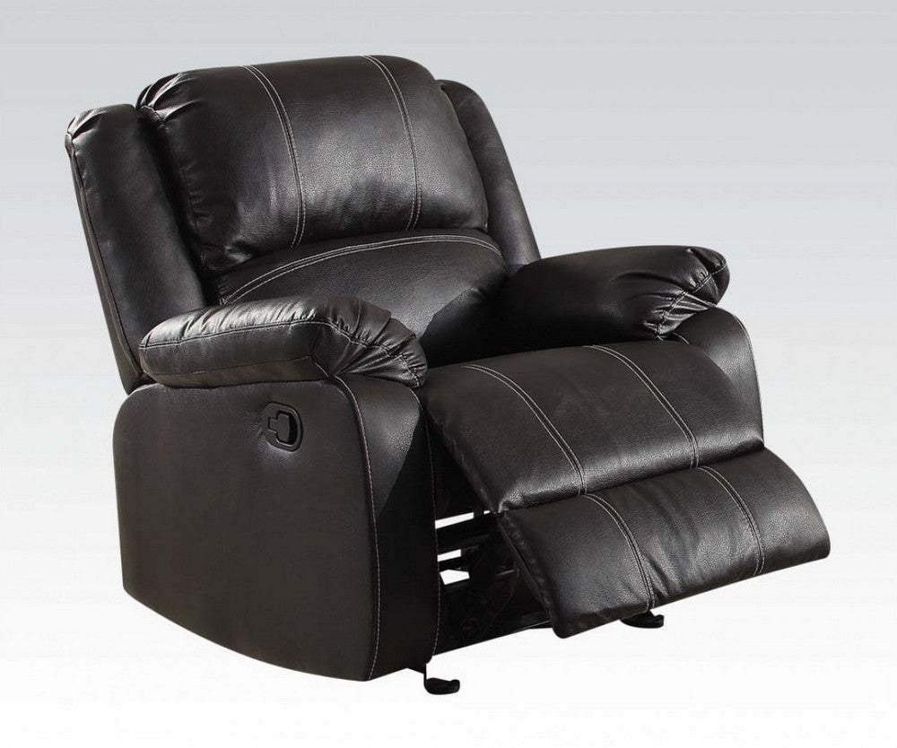 Zuriel Black PU Leather Manual Rocker Recliner