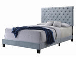 Warner Slate Blue Velvet Upholstered King Bed